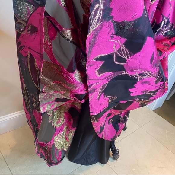 Calvin Klein Sleeveless Halter Ballgown Hibiscus Pink Floral Size 10 - Picture 5 of 12